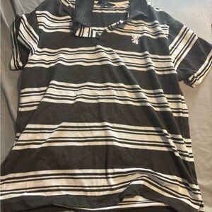 INC International Concepts Gray and White Striped Polo